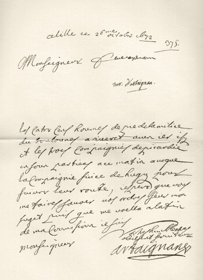 Letter from d